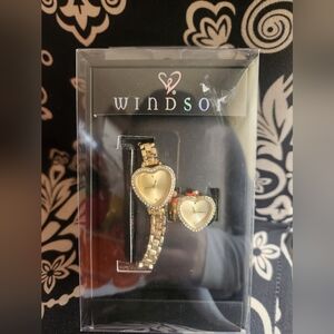 Windsor Gold Heart-Shaped Watch and Ring Set